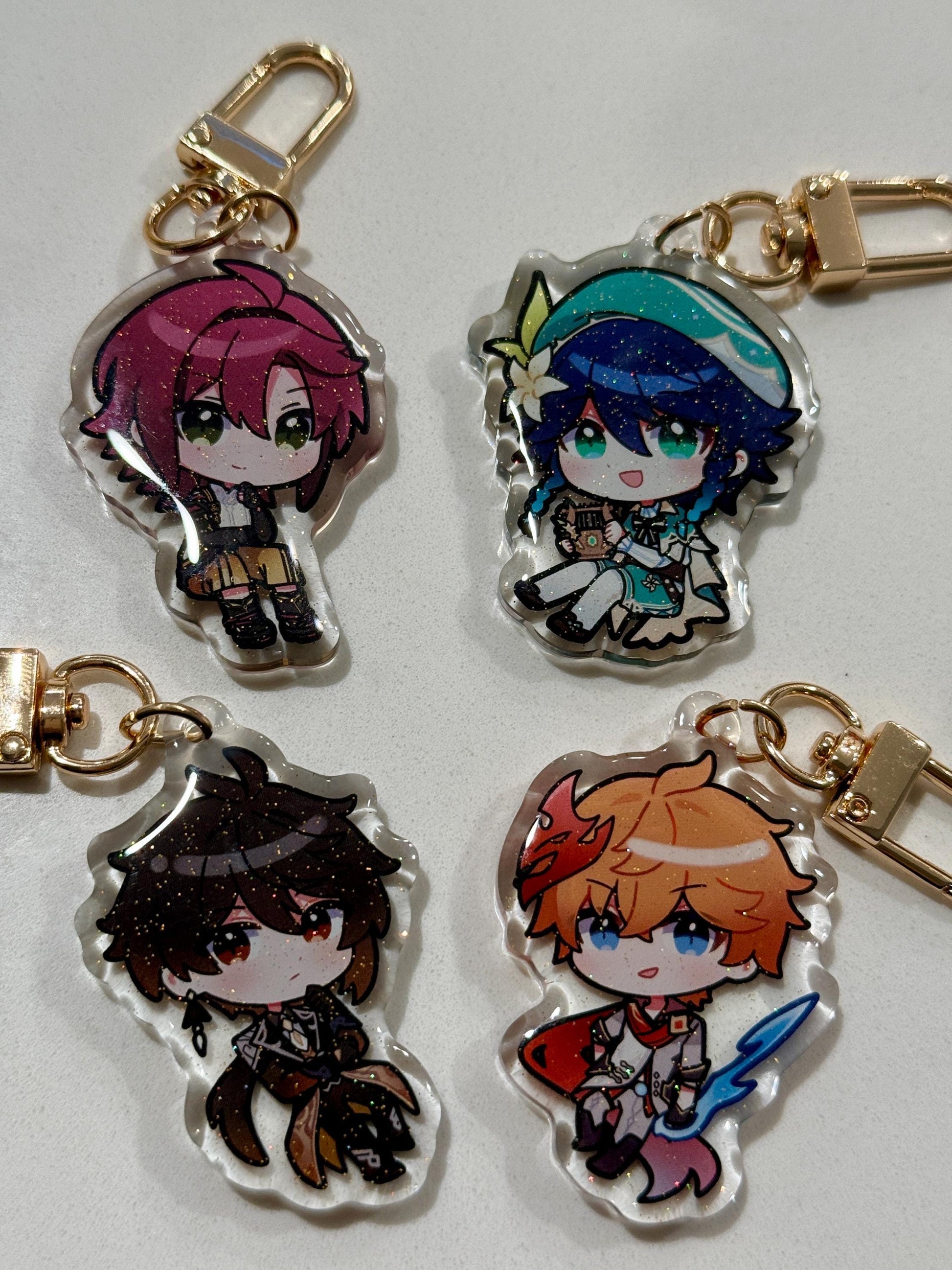 Genshin 2" Acrylic Keychain | Double Sided Glitter Epoxy