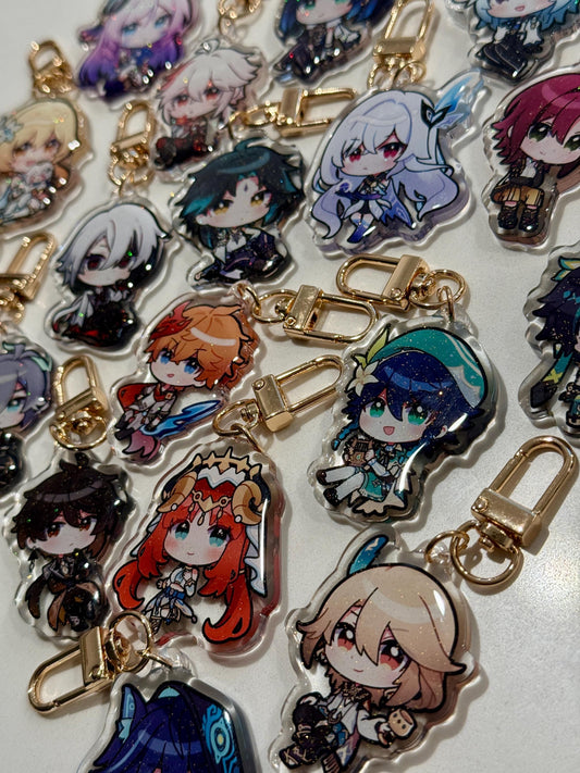 Genshin 2" Acrylic Keychain | Double Sided Glitter Epoxy
