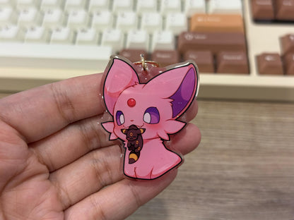 Umbreon Espeon 2" Acrylic Keychain | Double Sided Glitter Epoxy
