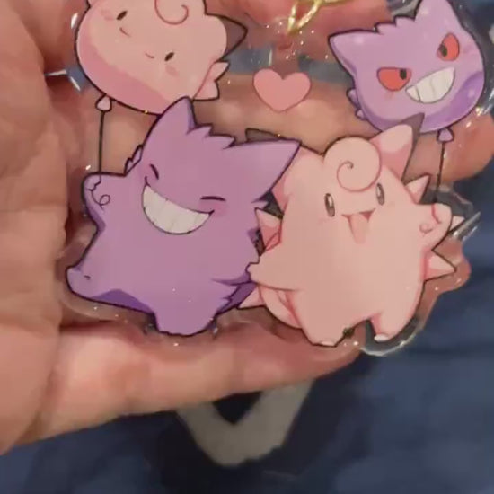 Gengar Clefable 2.5" Acrylic Keychain | Double Sided Glitter Epoxy