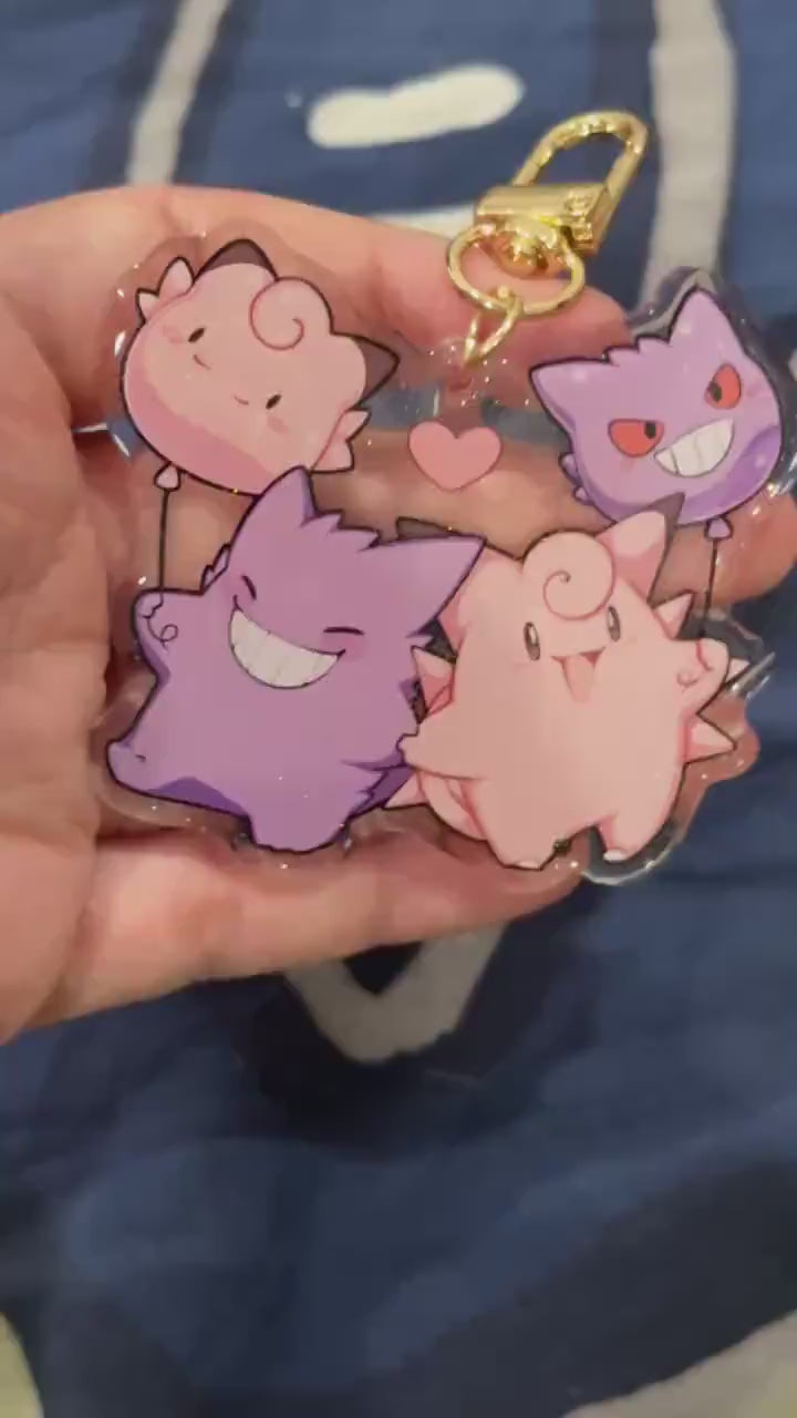Gengar Clefable 2.5" Acrylic Keychain | Double Sided Glitter Epoxy